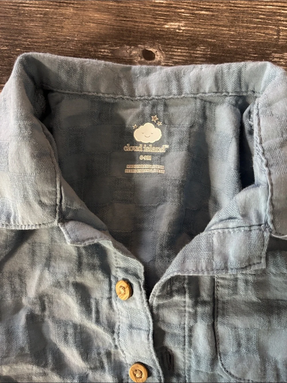 Light Blue Linen-Look Baby Shirt & Shorts Set